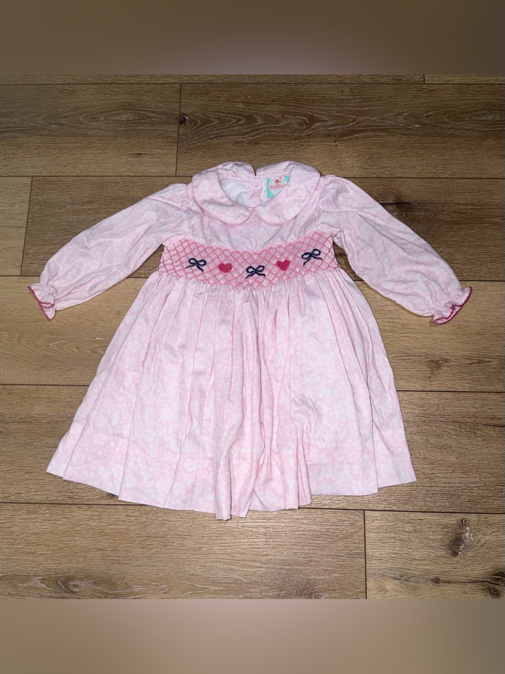 The Smocked Flamingo Girls Heart Dress 3T